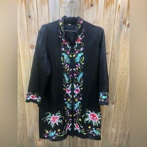 Floral Embroidered Black Jacket